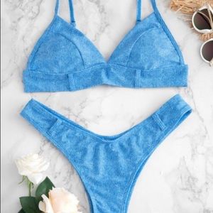 Zaful NWT faux denim cami bikini set